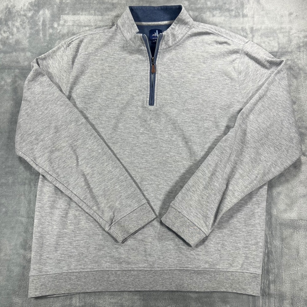 Johnnie-O Mens XL Gray Heathered Quarter Zip Pullover Cotton Lyocell Sweater